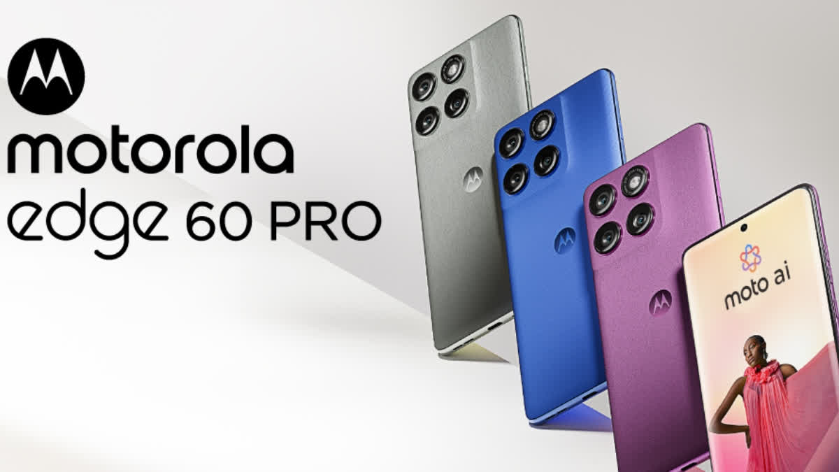 Front and back view of Moto Edge 60 Pro smartphone showing its sleek design and advanced camera features.